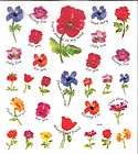 Colorful flower stickers Pansy tulip w/ phrases