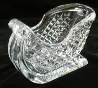 Heavy Cut Pressed Crystal Christmas Sleigh Bowl Candy Serving Dish 