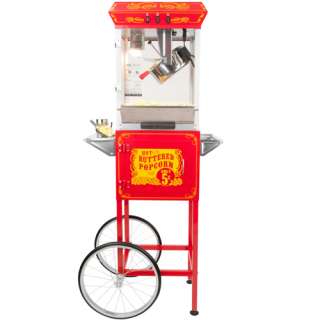 FunTime 8oz Red Popcorn Popper Machine Maker Cart Vintage Style 