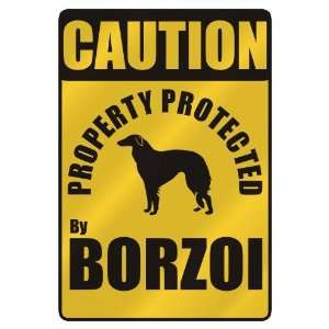  CAUTION  PROPERTY PROTECTED BY BORZOI  PARKING SIGN DOG 
