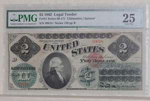 1862 $2 LEGAL TENDER 25 PMG FR 41  