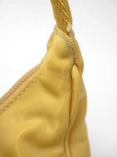 AUTH PRADA Yellow Nylon Mini Pochette Handbag  