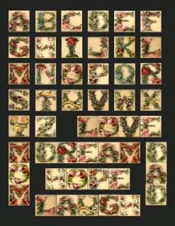 Floral Alphabet 1x1 Tile Images Collage Sheet Print  
