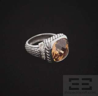 Designer Whiskey Quartz Jeweled & Sterling Silver Ring Size 8  