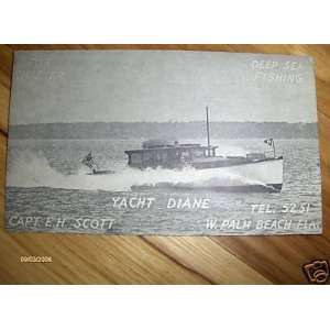    Yacht Diane W. Palm Beach FLA Vintage Postcard 