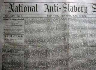 1864 Anti Slavery Civil War newspaper 13th Amendment to OUTLAW SLAVERY 