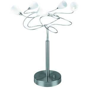   FRO Wiggly 5 Lite Table Lamp, Polished Steel with Crackled Frost Glass