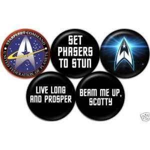 Set of 5 STAR TREK Pinback Button 1.25 Pin / Badge Retro Geek Sci Fi 
