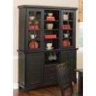 finished hutch features two wood framed plexiglass doors with an 