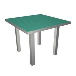   Euro 36 Inch Square Dining Table with Silver Frame in Aruba Home