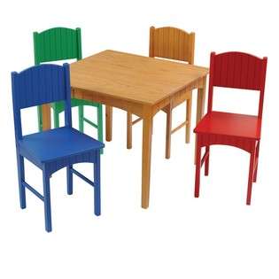 KidKraft 5pcs Honey & Primary Finish Kids Table & Four Chair Set at 