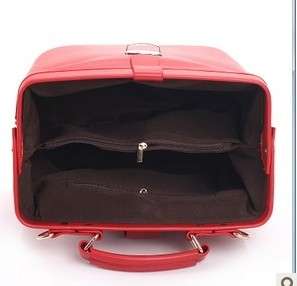 Red / Black Faux Leather Doctor Bag Shoulder Bag Handbag  