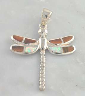 Sterling Silver Tiger Eye & Opal Dragonfly Pendant  