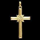 PicturesOnGold 14K Yellow Gold Or White Gold Cross Pendant, White 