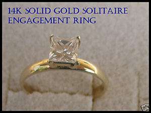 14k SOLID YELLOW GOLD CZ ENGAGEMENT RING size 5 9 +half  
