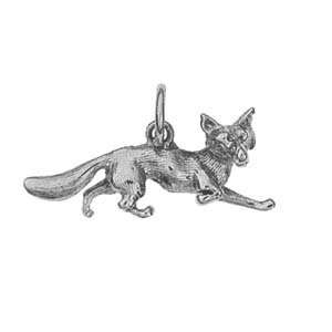 British Jewellery Workshops Silver 6x23mm running Fox pendant or charm