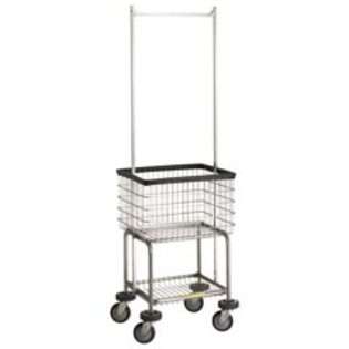   Deluxe Elevated Wire Frame Metal Laundry Cart with Double Pole Rack