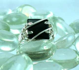 Sterling Silver Wire Wrapped Black Onyx Ring  