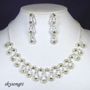 Swarovski Lime Green Crystal Dangler Necklace SetS1585G  