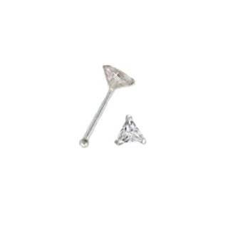 925 Sterling Silver Nose Bone Ring 3mm Clear Triangle CZ 22G FREE Nose 