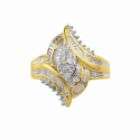 ct. t.w. Round and Baguette Diamond Ring in 18K Gold Over Sterling 