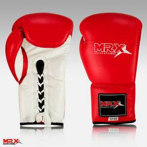 MRX Boxing Sparring Gloves Lace Up Punching Training Gloves Cowhide 