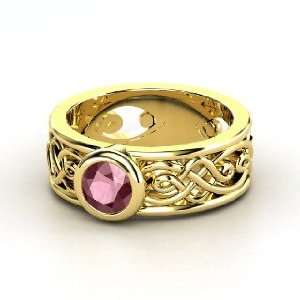    Alhambra Ring, Round Rhodolite Garnet 14K Yellow Gold Ring Jewelry