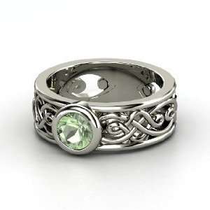  Alhambra Ring, Round Green Amethyst Sterling Silver Ring Jewelry