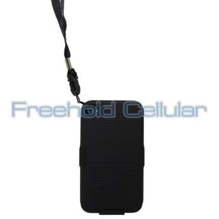 Black Hard Shell Case w/ Slide Front Cover and Strap for iPhone 4S 