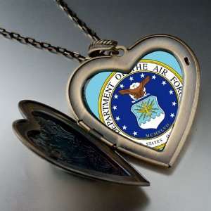  Phrase Seal Air Force Photo Large Pendant Necklace 