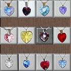 Swarovski Crystal Elements Heart Pendants & Silver Chains 18