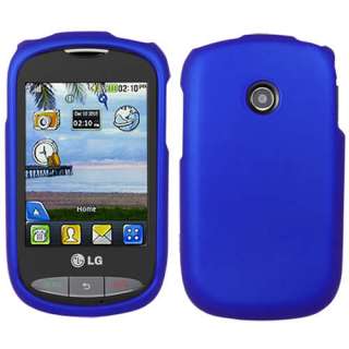 Tracfone LG 800G Net10 Blue Rubberized Hard Case Cover +Screen 
