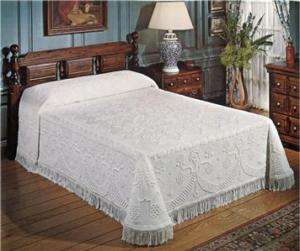MARTHA WASHINGTON Twin IVORY woven bedspread by BATES  
