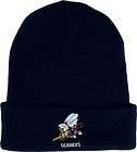 seabees us navy military knit watch cap beanie navy blue