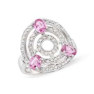   Carat Diamond and Pink Sapphire 14K White Gold Ring Jewelry