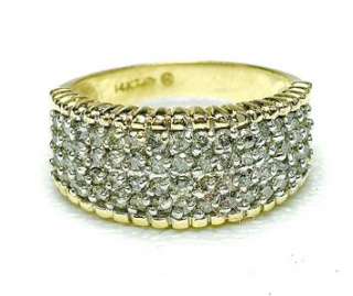   14k yellow gold Pave Set 1 Carat Diamond wedding style band ring WIDE