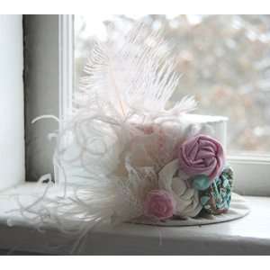  Ivory Ostrich Feathers and Baby Pink Mini Hat Toys 