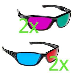  GTMax 3D Glasses Variety Pack (2 Pairs of Green/Magenta 