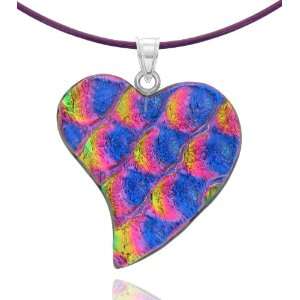  Sterling Silver Dichroic Glass Bubble Pattern Blue and 