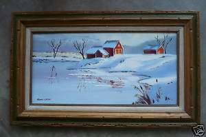   Landry, LISTED, rare OIL painting, California, Snowy winter landscape