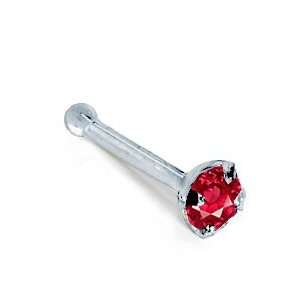   Ruby (July)   950 Platinum Nose Ring Bone / Stud  18 Gauge Jewelry