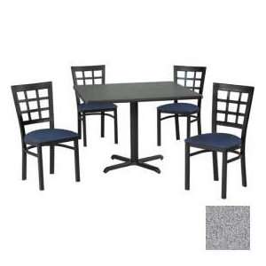  36 Square Table & Window Pane Back Chair Set, Gray Nebula 