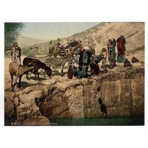  Photochrom Reprint of Bedouins drawing water, Holy Land 