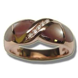   075 ct Ladies Pink Gold And Pink Mother Of Pearl Inlay Ring Jewelry