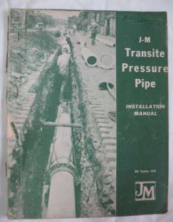 1940 Johns Manville TRANSITE Asbestos Pipe Manual Guide  