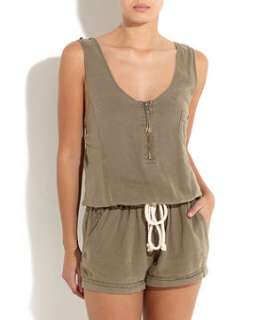 Khaki (Green) Khaki Linen Playsuit  244980734  New Look