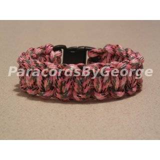  Pink and Black Paracord Survival Bracelet Sawtooth Weave 