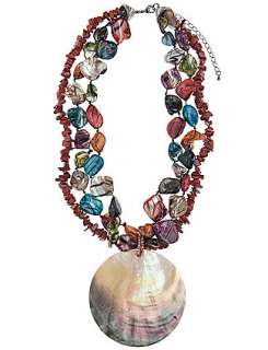   product,entityNameShell medallion bead necklace by Lane Bryant