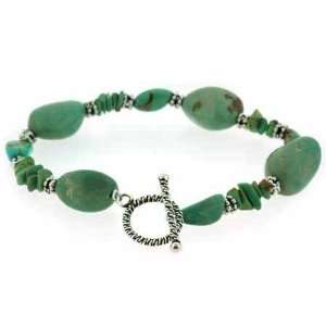  Genuine Green Turquoise Nugget and Chip Sterling Silver 