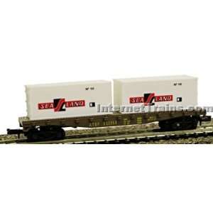   Power N Scale 50 Flat Car w/2 Containers   SeaLand Toys & Games